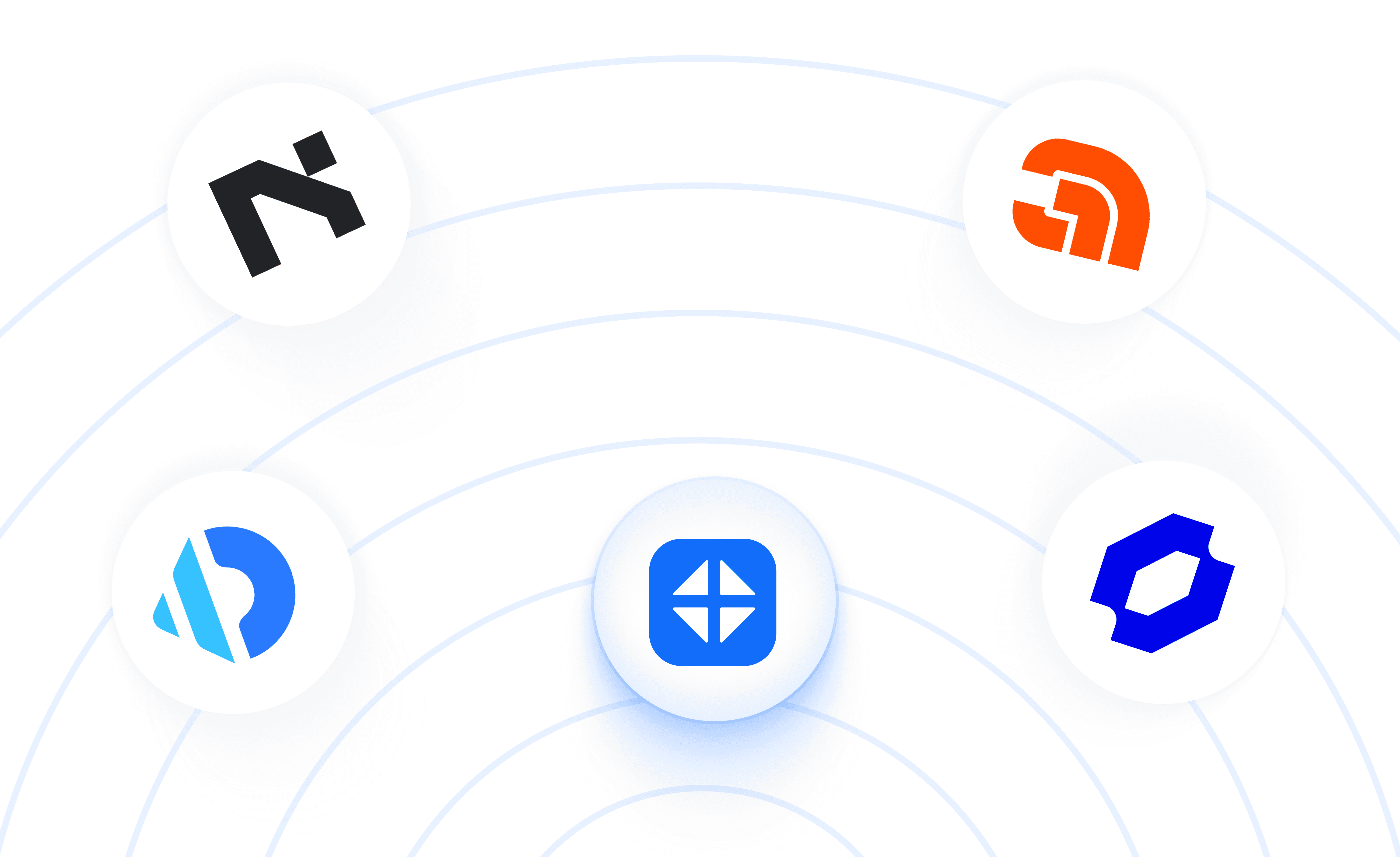 Logos of tools outward, illustrating easy integration with no engineering required.
